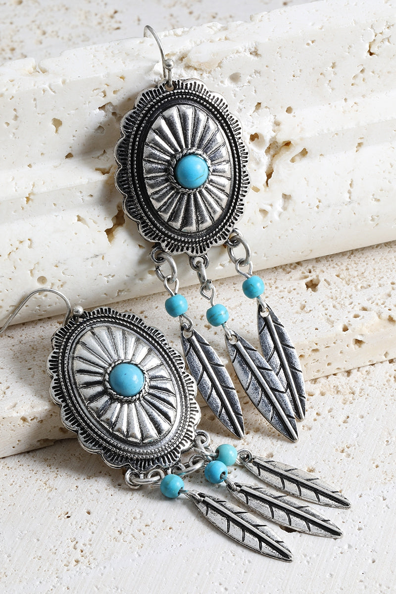 Turquoise and Silver Dangle Earrings