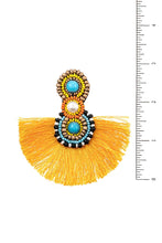 Load image into Gallery viewer, Mustard Beaded Tassel Earrings