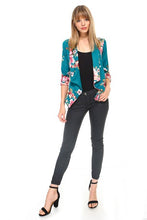 Load image into Gallery viewer, Floral Print Teal Blazer