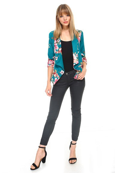 Floral Print Teal Blazer