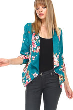 Load image into Gallery viewer, Floral Print Teal Blazer