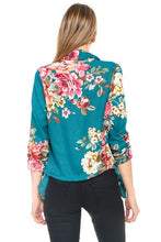 Load image into Gallery viewer, Floral Print Teal Blazer