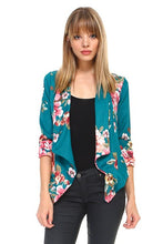 Load image into Gallery viewer, Floral Print Teal Blazer