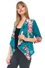 Load image into Gallery viewer, Floral Print Teal Blazer