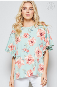 Floral Printed Top with Dolman Sleeve Plus