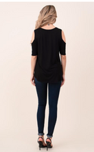 Load image into Gallery viewer, Cold Shoulder Short Sleeve Black Top