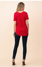 Load image into Gallery viewer, Loose Fit V-Neck Red Tee