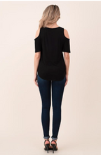 Load image into Gallery viewer, Cold Shoulder Short Sleeve Criss-Cross Neck Top