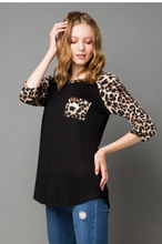 Load image into Gallery viewer, Jersey Solid with Animal Print Contrast Detail Plus