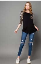 Load image into Gallery viewer, Jersey Solid with Animal Print Contrast Detail Plus