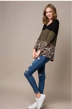 Load image into Gallery viewer, Crochet Button Back Tunic with Animal Print Plus