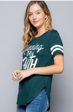 Load image into Gallery viewer, Varsity Striped Sleeve Graphic Print Top