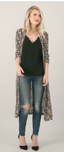 Leopard Print Longline Kimono