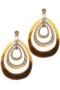 Gold and Brown Teardrop Earrings