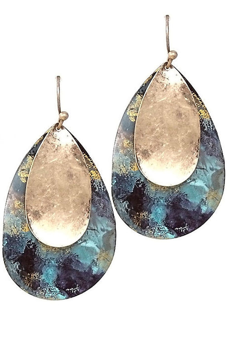 Gold Teal Earrings