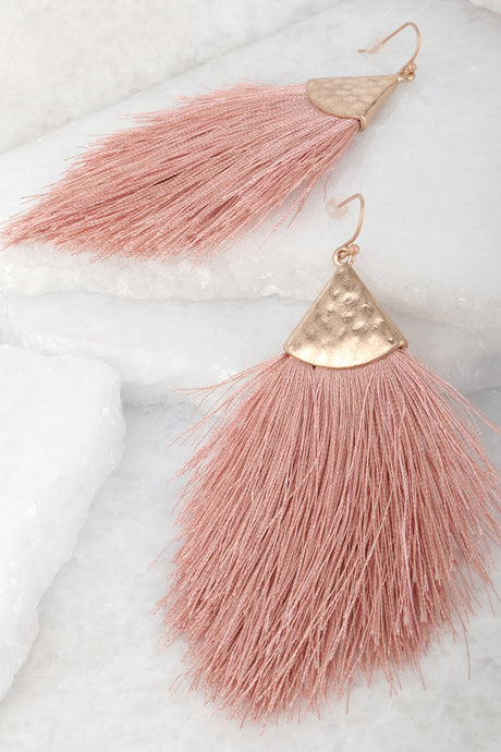 Dusty Pink Tassel Earrings