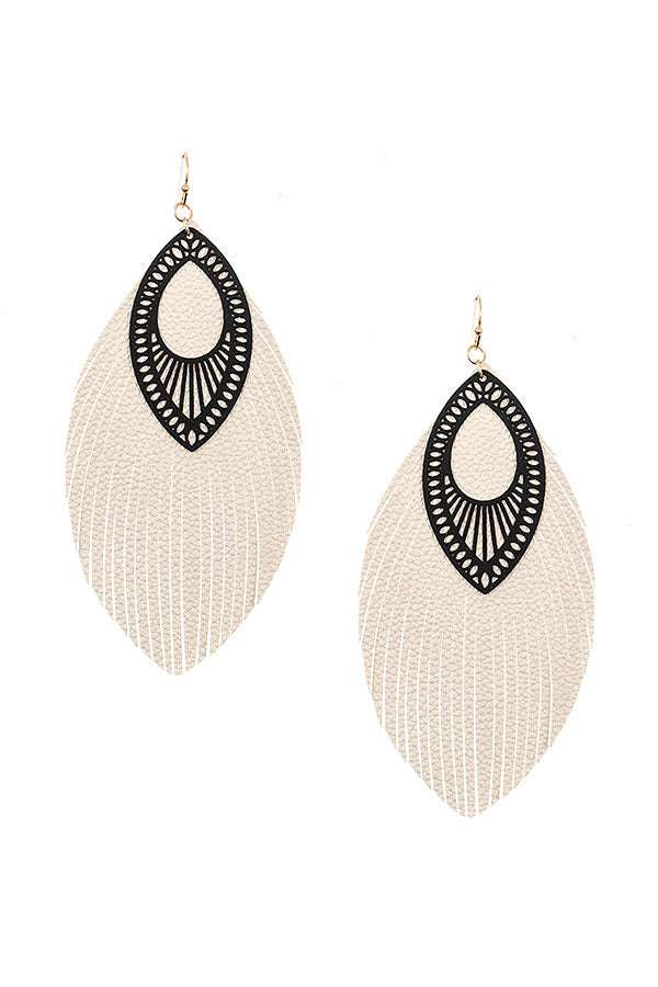 White and Black Feathered Earrings