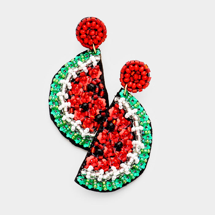 Watermelon Beaded Earrings